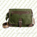 Washed Canvas and Leather Buckle Messenger Bag